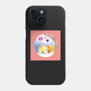 Sleeping Fox with Coral Pink Background Phone Case