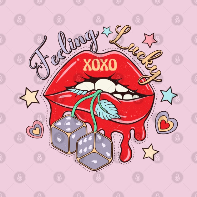 Feeling Lucky XOXO Red Lips Happy Valentines Day by Pop Cult Store