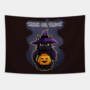 Cat Witch Trick or Treat Tapestry