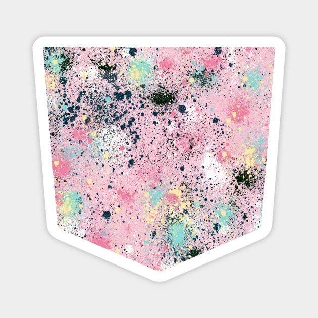 Pocket - INK SPLATTER DUST PINK PASTEL Magnet by ninoladesign