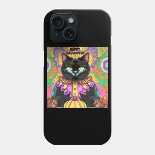 Psychedelic Vintage Style Halloween Black Cat Clown! Phone Case