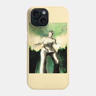 Portrait, digital collage and special processing. Angel in underpants in room. Astonishing. Light and green. Like drawn. Phone Case