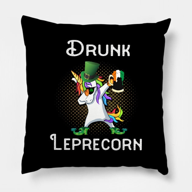 Dabbing Leprecorn Beer Shamrock Leprechaun St Patrick's St Paddy's Day Drunk Pillow by familycuteycom