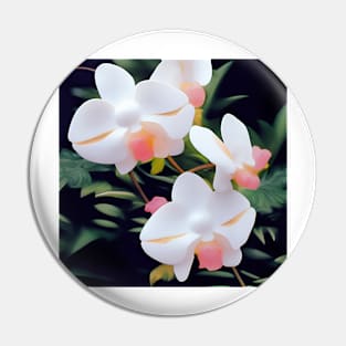 Delicate White and Pink Orchids Pin