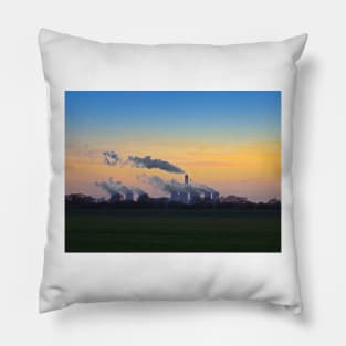 Drax power station at dusk Pillow