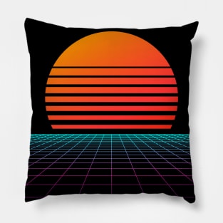 Minimal Nostalgia Sunset Synthwave Pillow