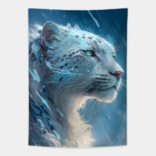 Snow Leopard Animal Portrait Painting Wildlife Outdoors Adventure Tapestry