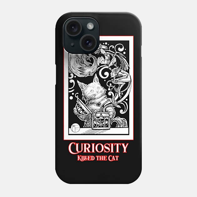 Opening Pandora's Box - Curiosity Killed The Cat - Red Outlined Version Phone Case by Nat Ewert Art