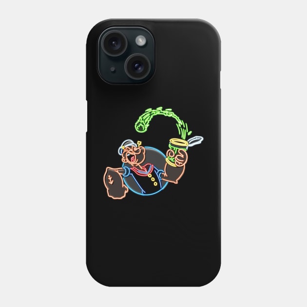 Popeye neon bg Phone Case by AlanSchell76