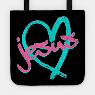 I Love Jesus Vintage 80's & 90's Blue and Pink Tote