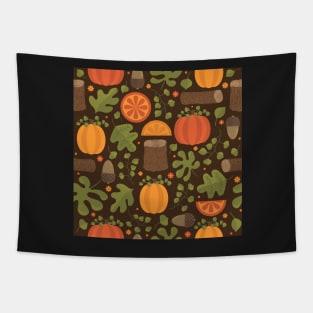 Autumn Pattern Pumpkins Leaves Acorns Tapestry