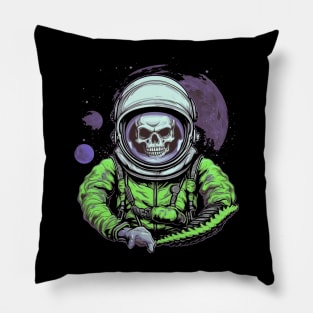 Retro  Mean Skull Astronaut Pillow