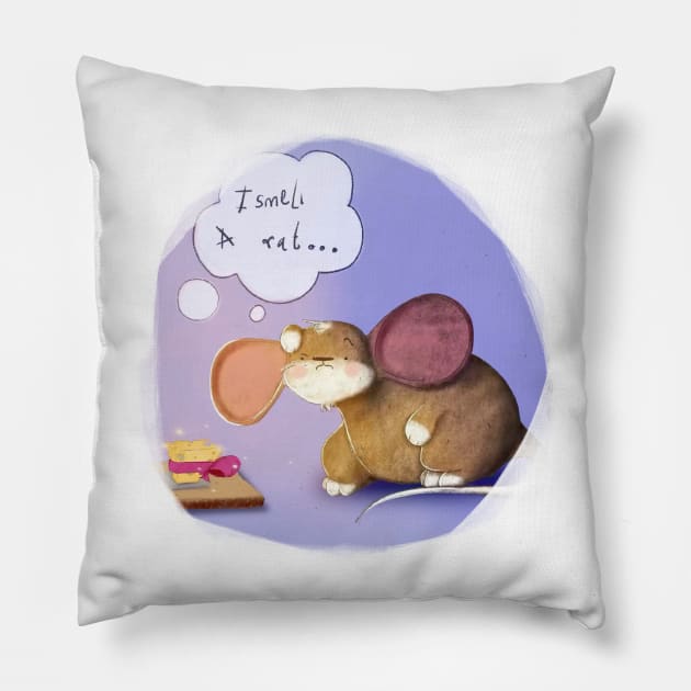 Witty Rat - Animal Pun Pillow by Onyi