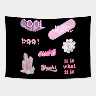 yeah ouch boo cool pink pack sticker Tapestry