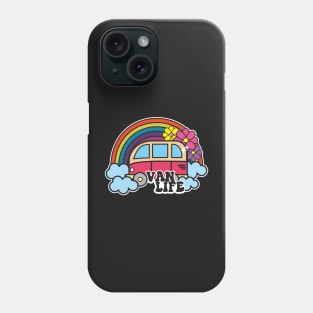 Van Life Cute Retro Cartoon Rainbow Happy Hippy Style Funny Phone Case