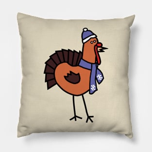 Thanksgiving Turkey Winter Periwinkle Hat and Scarf Pillow