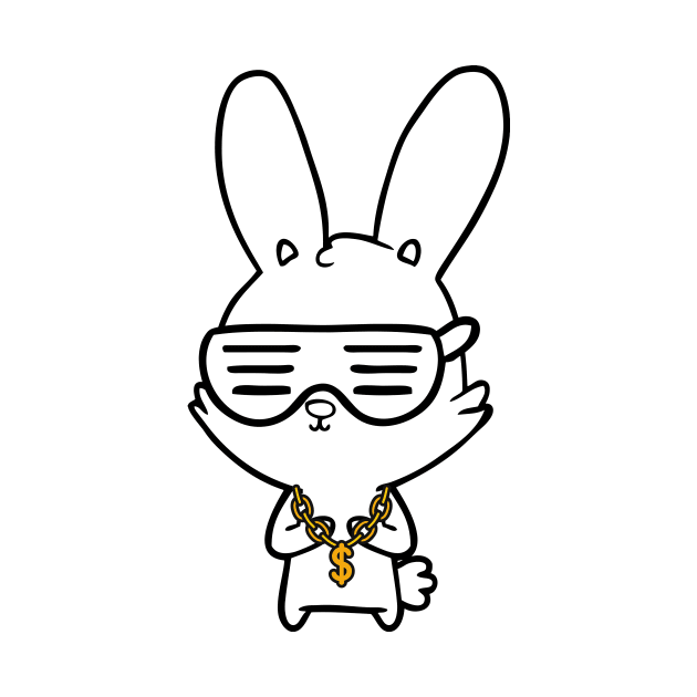 Rabbit with Drip, Funny,Easter, Spring, Drip, Gold Chain, by Kristalclick 