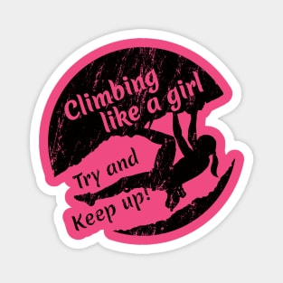 Climbing like a Girl - Black Logo Magnet