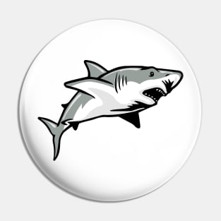 Great White Shark Swimming Logo Pin