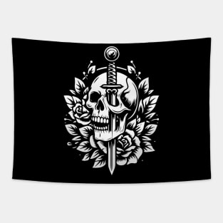 skull with sword Tapestry