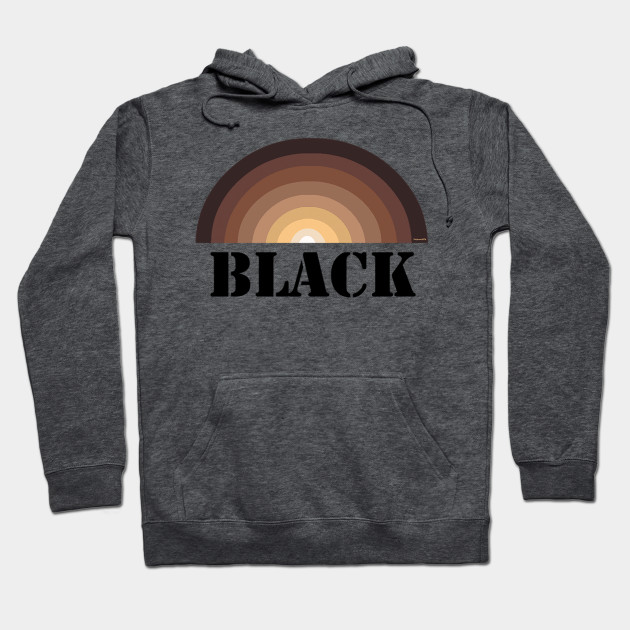 black hoodie with rainbow