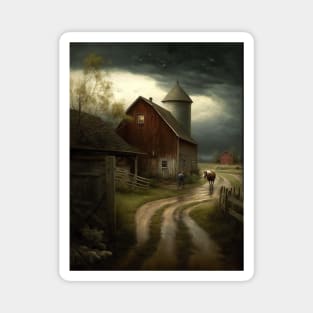 Classic Rural Farm Scene Magnet