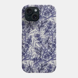 Botanicals and Dots - Hand drawn Design - Blue, Grey, Indigo Phone Case