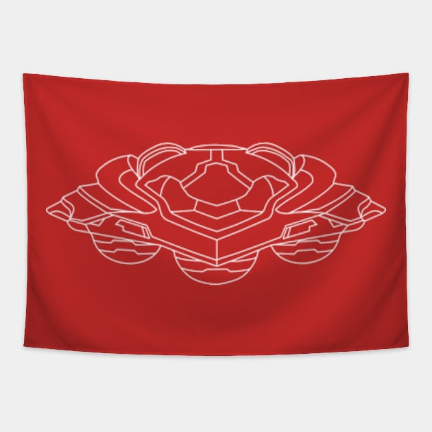 Samus Ship - Line Tapestry by JMADISON