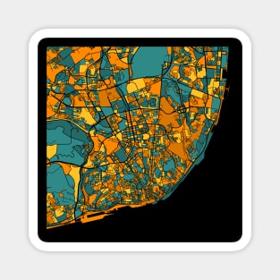 Lisbon Map Pattern in Orange & Teal Magnet