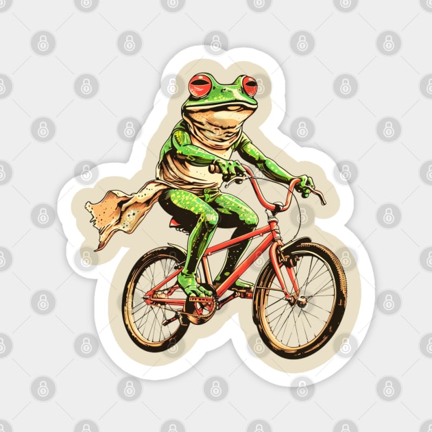 Funny Frog On A Bike Magnet by OscarVanHendrix