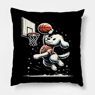 funny dog basketball slam dunked Pillow