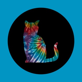 Tie-Dye Cat in Black Circle 1 T-Shirt