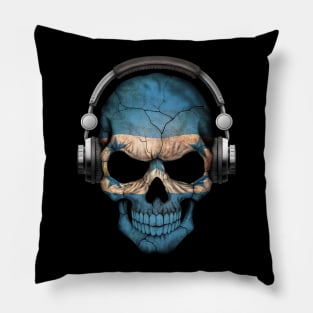 Dark Skull Deejay with Honduras Flag Pillow
