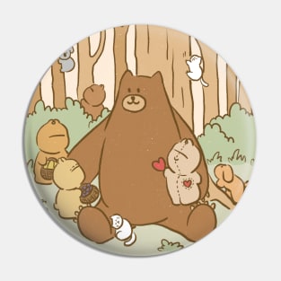 Fat bear and dolls Pin