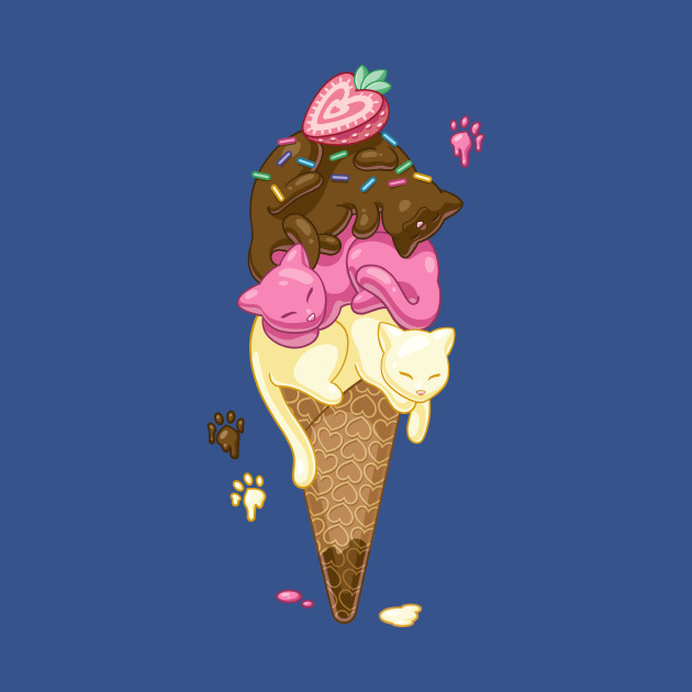 Triple Scoop Kitty Cone - Ice Cream - T-Shirt