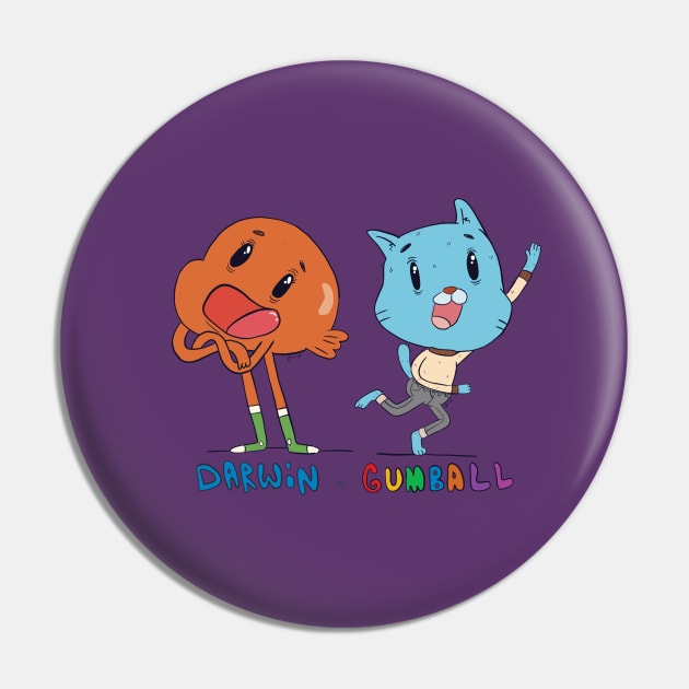 Darwin -n- Gumball Pin by Peanuttiedesign