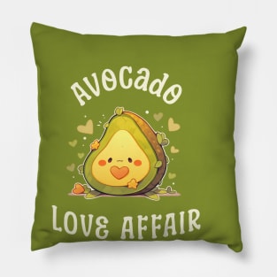 Avocado Love Affair: A Kawaii Love Affair Blossoms Pillow