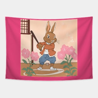 Vintage Baseball Player Since Young Rabbit Lover Tapestry