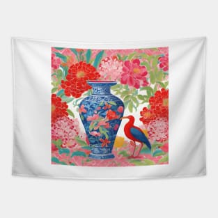 Chinoiserie Ibis and ginger jar Tapestry