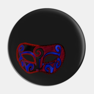 Red Black & Blue Masquerade Mask Pin