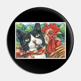 Cat and Chicken Song - White Outlined Version Pin