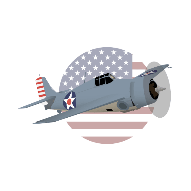 Patriotic WW2 F4F Wildcat Airplane by NorseTech