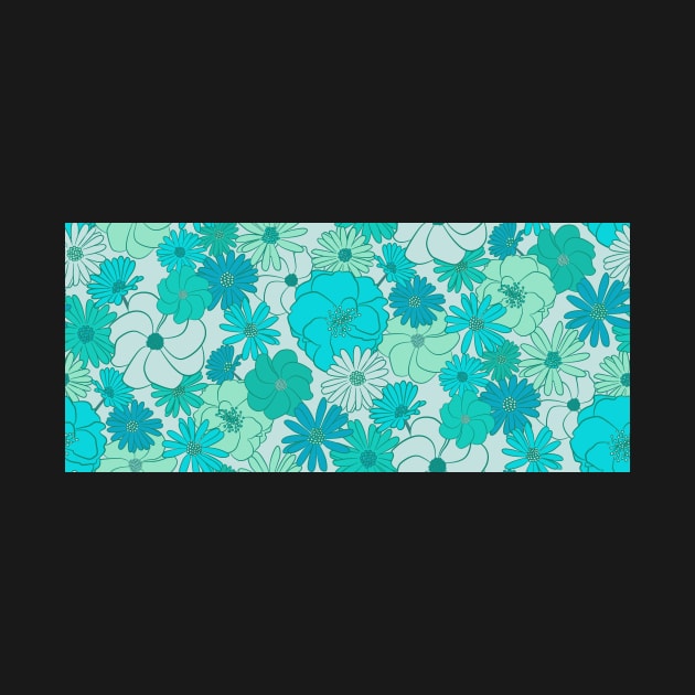 Retro Florals in Aqua, Mint & Teal by SuzieLondon