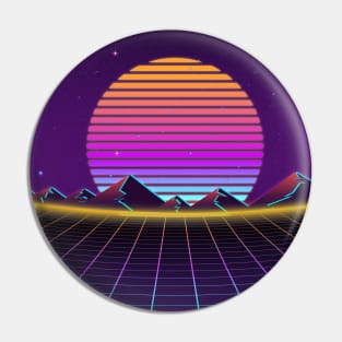 Neon Sunset Retrowave Pin