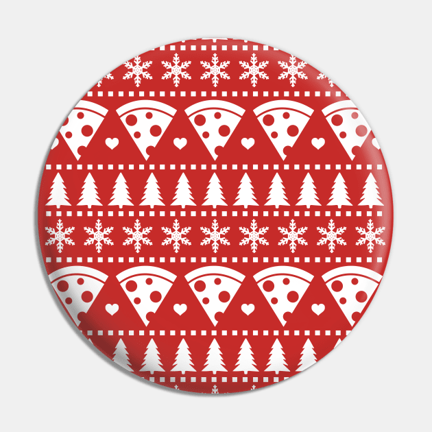 Pepperoni Pizza Ugly Christmas Jumper Pattern Pin by HotHibiscus