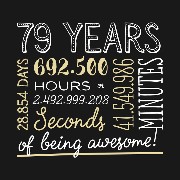 79th Birthday Gifts - 79 Years of being Awesome in Hours & Seconds by BetterManufaktur