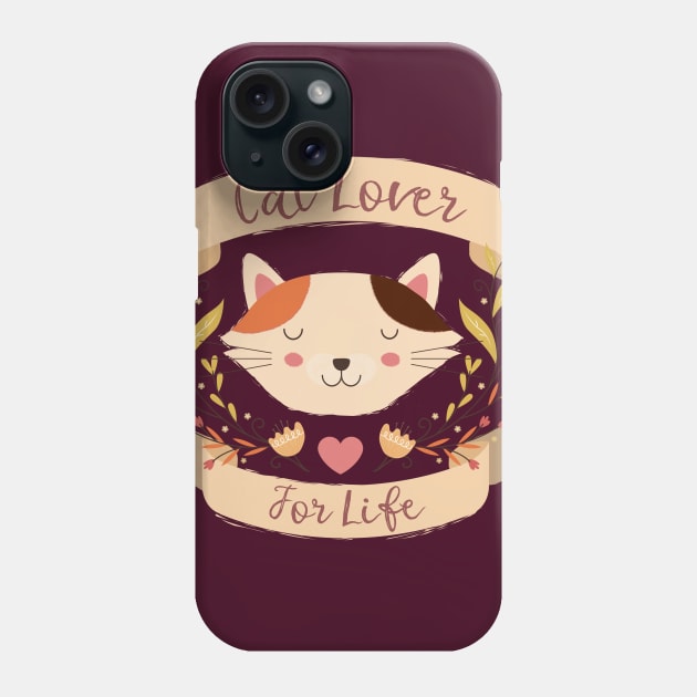 Cat Lover For Life Kitty Banner Phone Case by LittleBunnySunshine