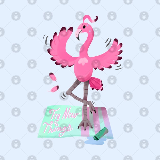 Try New Things with Yoga Flamingo in digital by narwhalwall