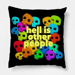 Jean Paul Sartre 'Hell Is Other People/Skulls' Design Pillow