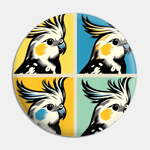 Pop Cockatiel Art - Cool Birds Pin by PawPopArt